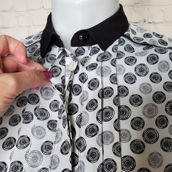 Jason Wu Retro Print Wheel Dress With Collar Size XS - Picture 4 of 10